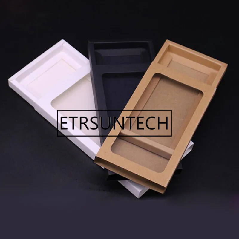 

300pcs/lot Kraft packaging cardboard sliding box kraft packaging gift craft box with pvc window paper drawer box gift