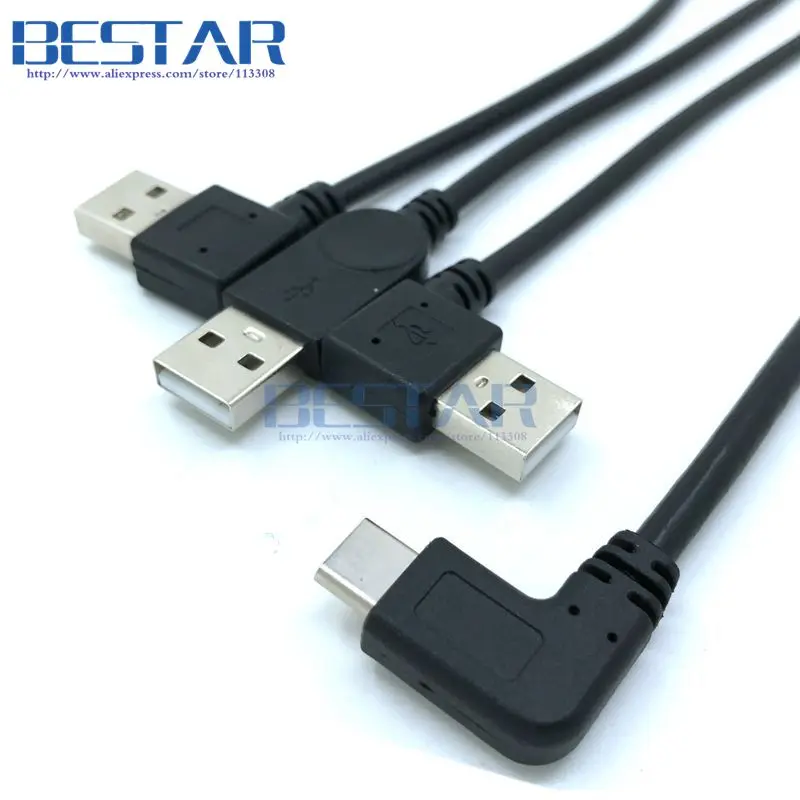 Usb 3.1タイプ-cオス直角にusb 2.0オス左&直角アダプタケーブル25センチデータ充電ショートケーブルコードUSB-C