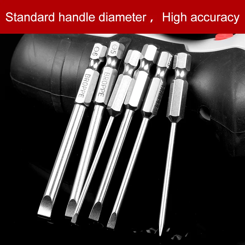 6Pcs S2 Alloy Steel Magnetic Screwdriver Set Slotted Head Screwdrivers Bits 75mm Screwdriver Set High Quality Hand Tools