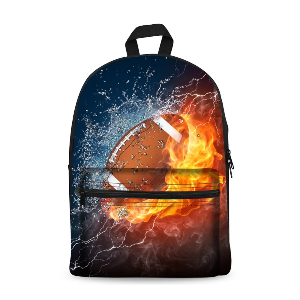 Canvas Backpack Black Daypack laptop Bag Basket Football Design for Boys Girls School Bag