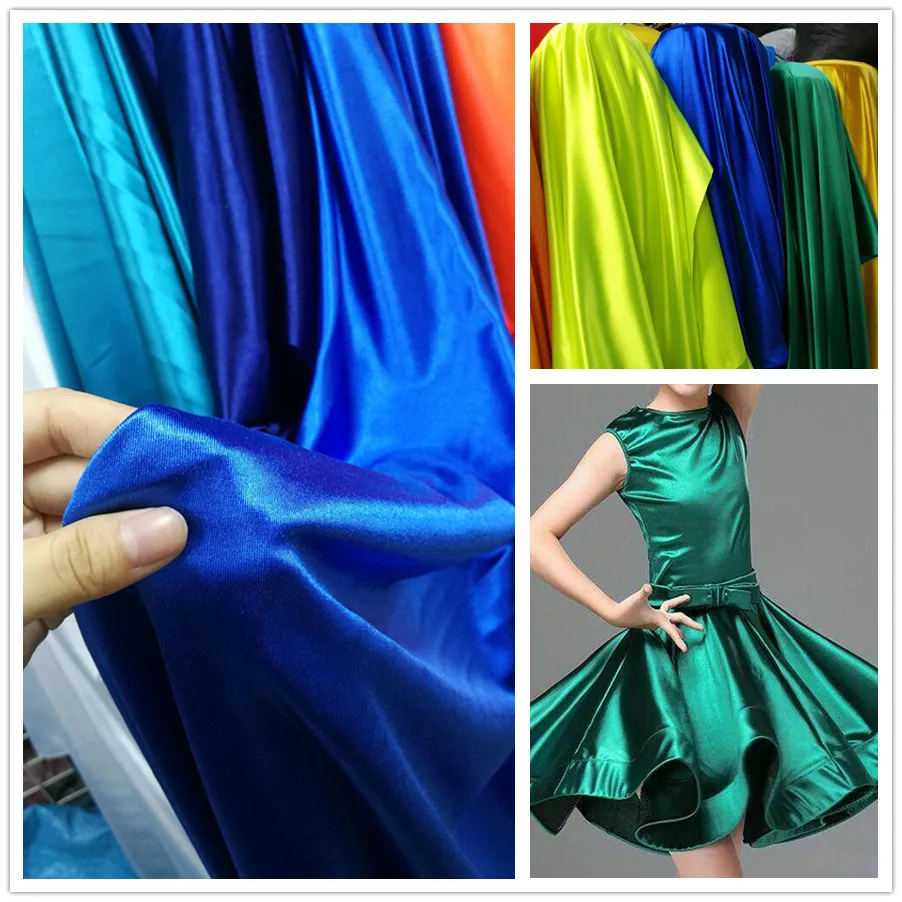 

Multi-Color High-Elastic Satin and Glossy Spandex Fabric, Latin Dance Dress Elastic Fabric