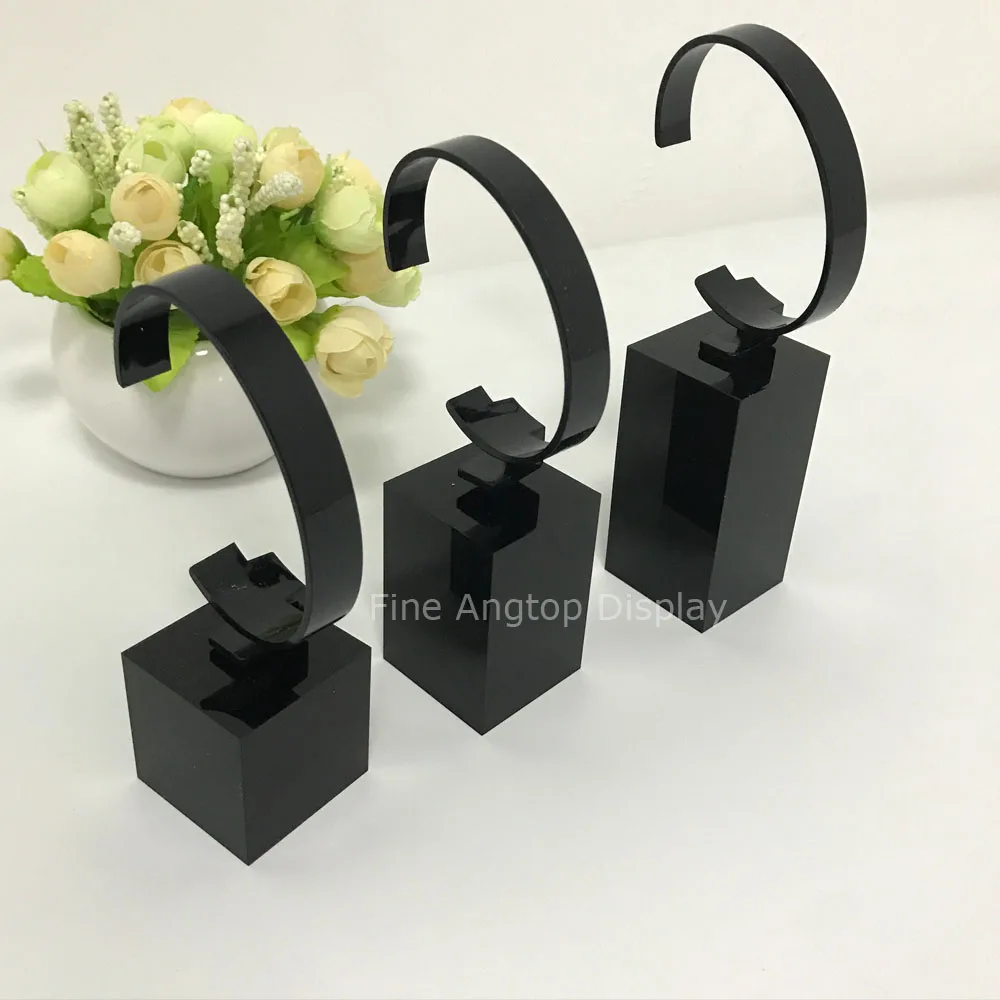 3pcs/set Acrylic Watch Display Block C Ring Holder Black Watch Stand With Square Base