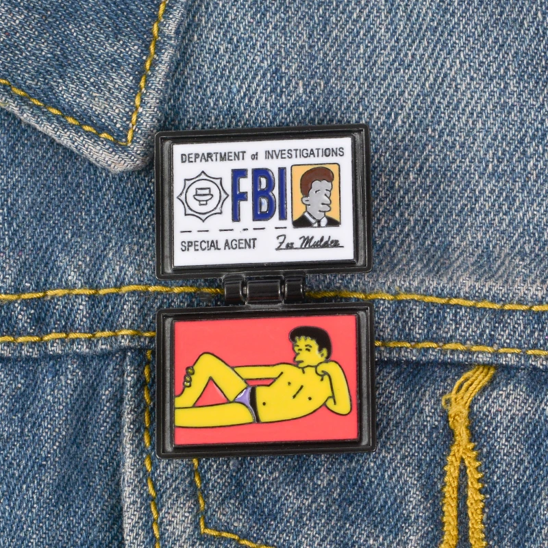 Black Wallet Flip Cover Badge X-Files FBI Fox Mulder ID Card Enamel pin Business SPECIAL AGENT DEPARTMENT of INVESTIGATIONS