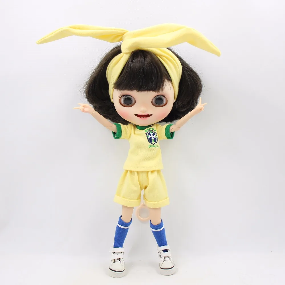 DBS icy blyth doll licca yellow shirt shorts leggings brasil soccer football team uniform