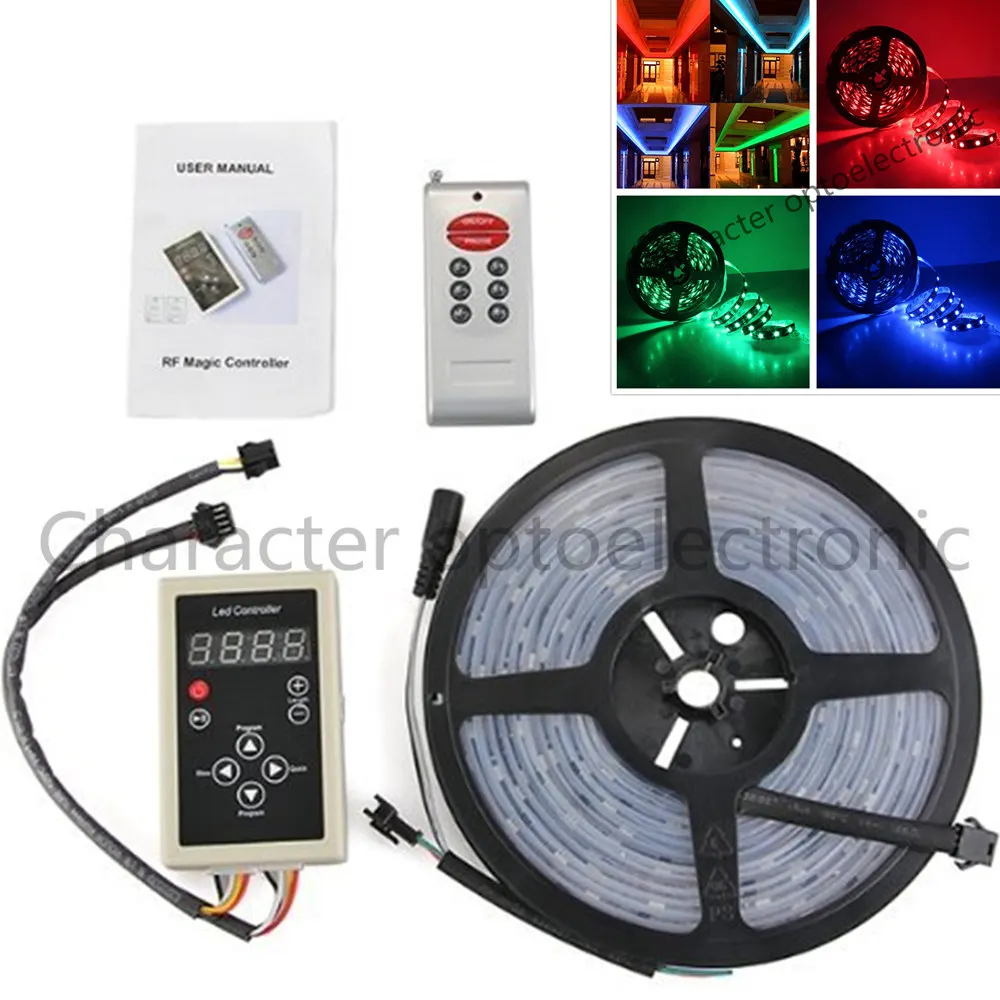 rgb sonho magia tira led impermeavel luz flexivel 133 programa controlador rf dc 12v 6803 ic ip67 5050 smd 150led 5m 01