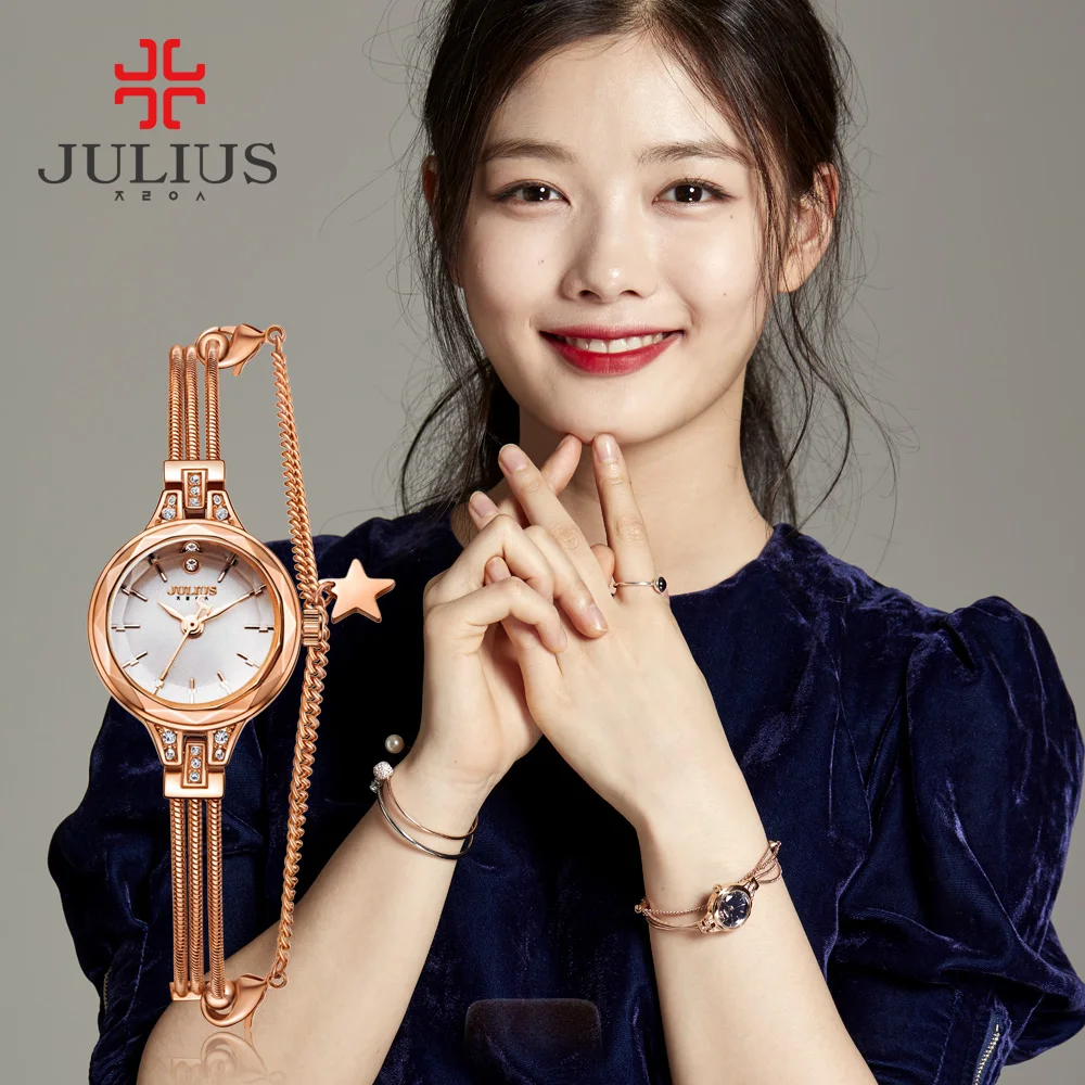 New JULIUS JA-918 Brand Women Watches Gold Genuine Brass Bracelet Hour Clock Montre femme reloj mujer relogio feminino