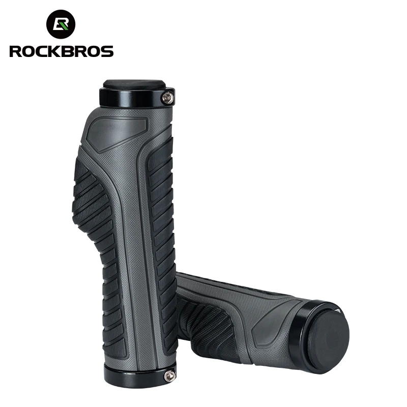 ROCKBROS Handlebar Grips MTB Road Bike Double Lock Rubber Bicycle Grips Anti-skid Shock-absorbing Soft Bike Grips Handlebar bmx