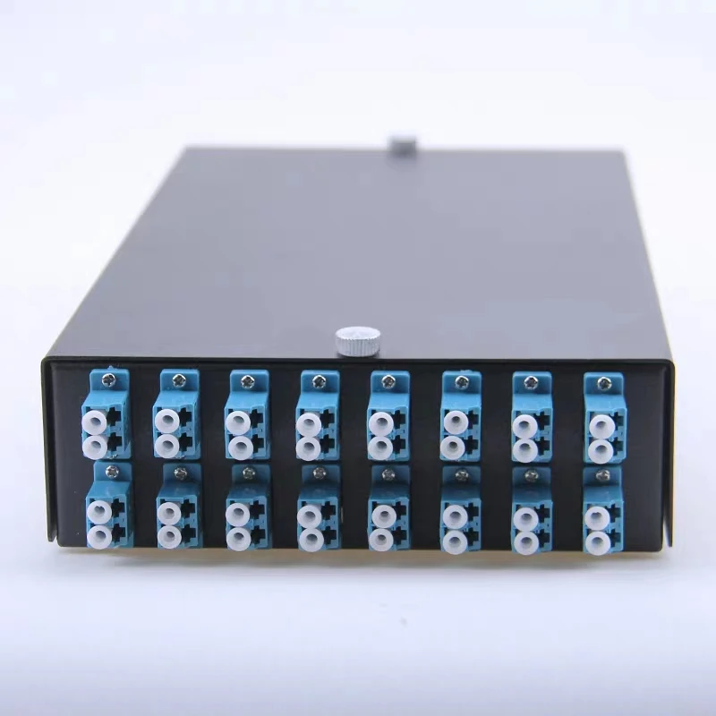 32 nhân FTTX CÁP QUANG FTTH nhà ga Hộp bao gồm LC hình heo & Adapter SPCC 16 cổng LC sợi quang Miếng dán cường lực SM ELINK 1.0mm dày