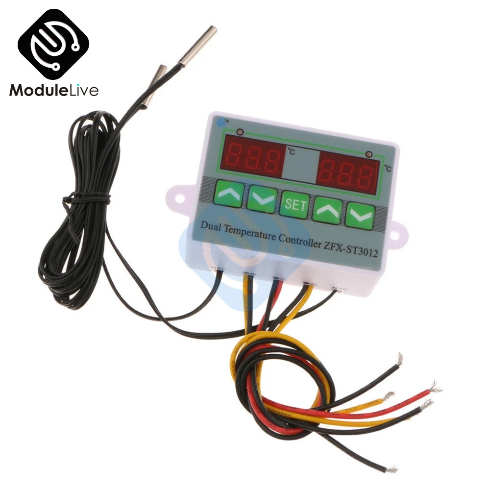ZFX-ST3012 Dual Temperature Controller AC 220V 12V 24V LED Digital Thermostat Thermometer Sensor Control Meter with NTC sensor