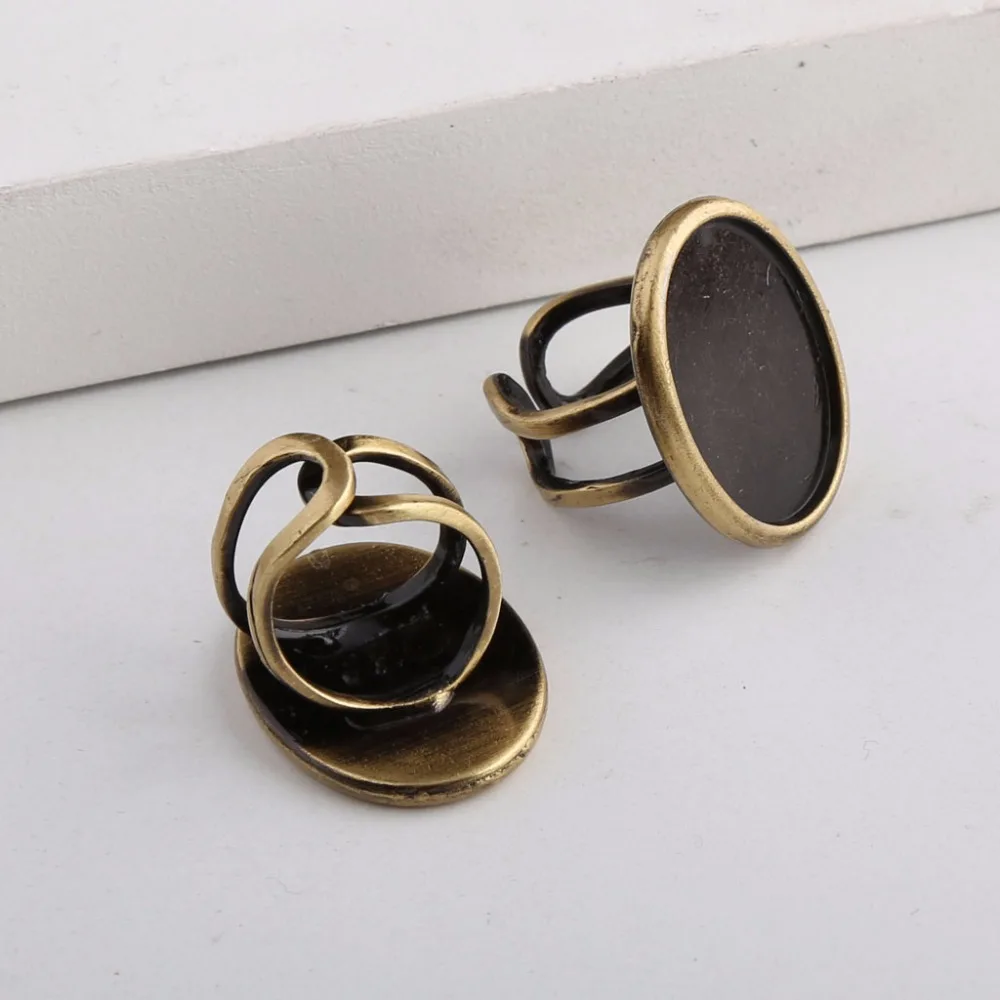 onwear 10pcs copper bronze bezel ring blanks 18x25mm cabochon base settings diy accessories for rings making