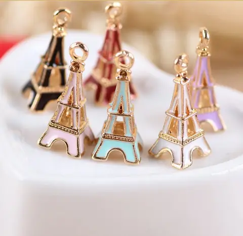 Hot 10pcs Fashion Charms Enamels Gifts Iron Tower Alloy Pendant Making Hair Bracelet Necklace Jewelry Accessories DIY Craft 2018