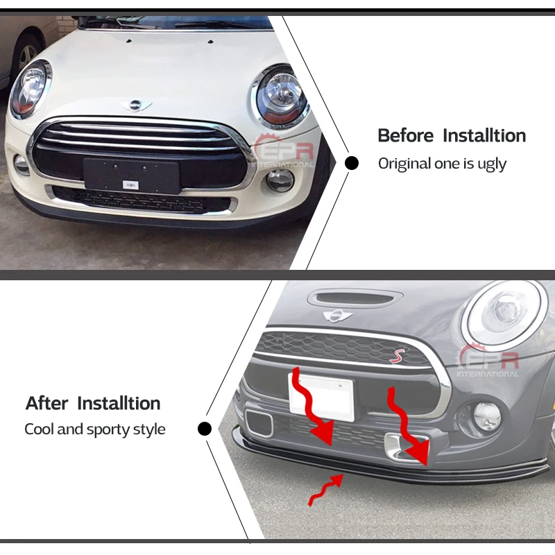 Car-styling Mon Style FRP Fiber Glass Front Lip Fiberglass Bumper Splitter Extension Tuning Racing Part Trim For F56 Mini Cooper