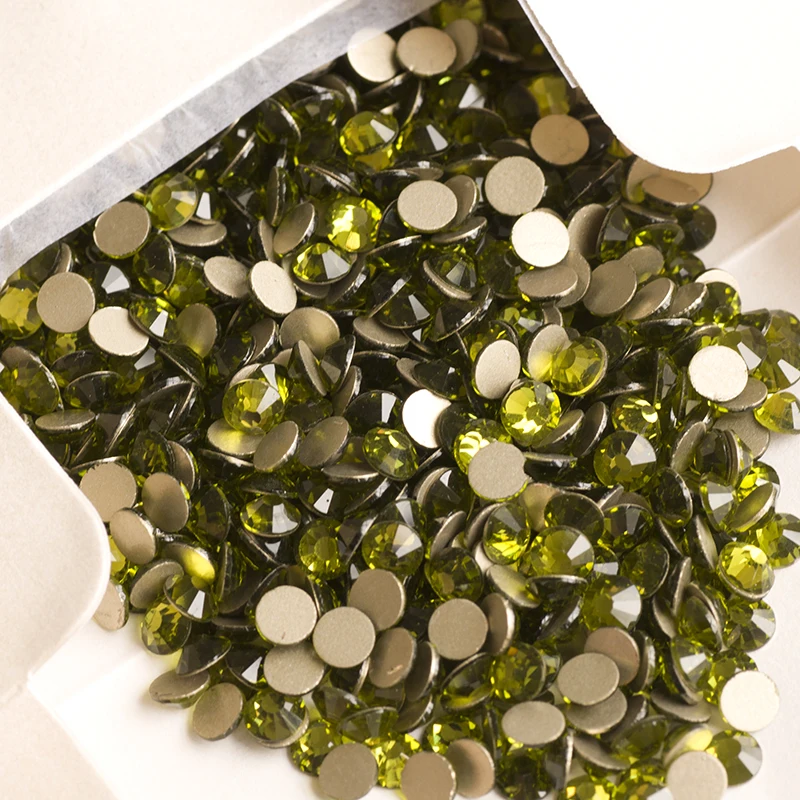 YANRUO 2058NoHF SS3-SS34 Olivine Crystal Stone Glue On Strass Flat Back Non Hotfix Nail Art Glass Rhinestone DIY