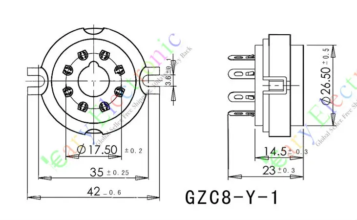 Wholesale and retail 4pc Gilded 8pin Ceramic vacuum tube socket mount gold valve base EL34 KT88 6550 free shipping