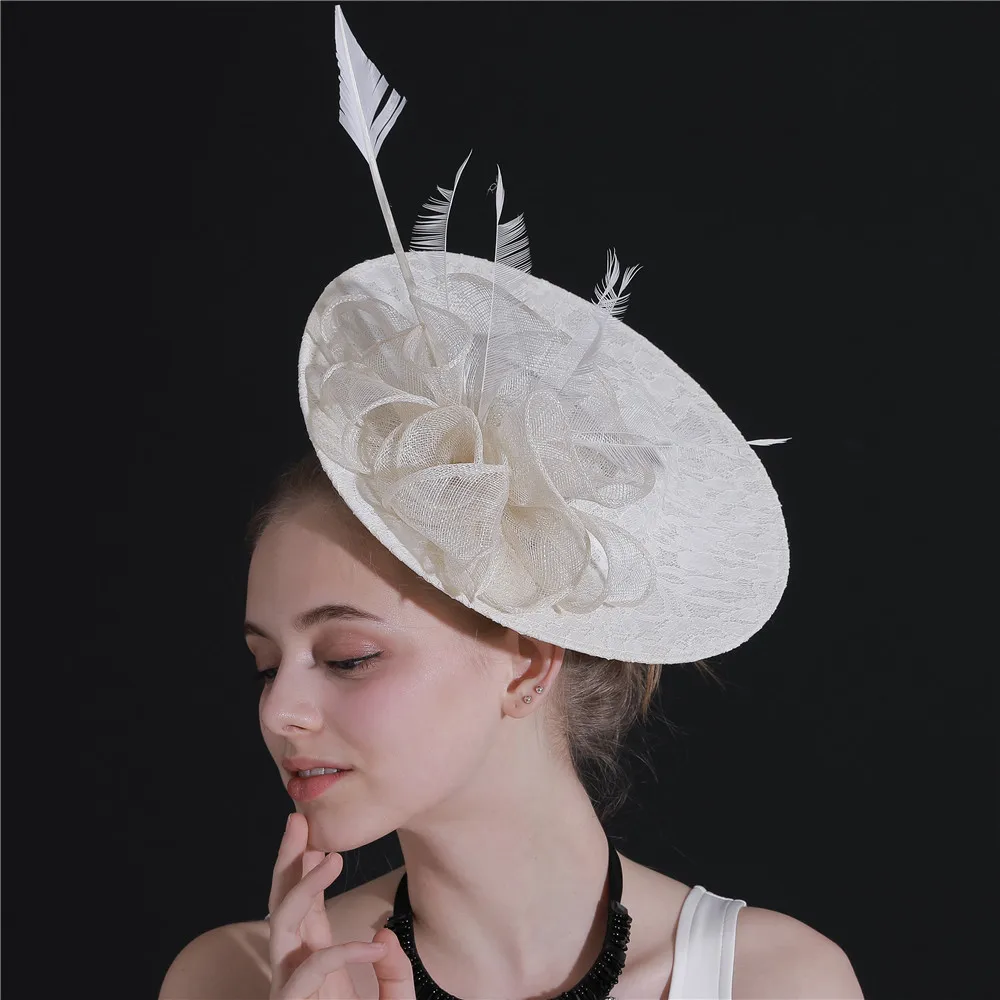 Women Ivory Derby Fascinatos Hat Ladies Elegant Church Party Chapeau Cap For Event Occasion Dinner Party Nice Hair Accessories