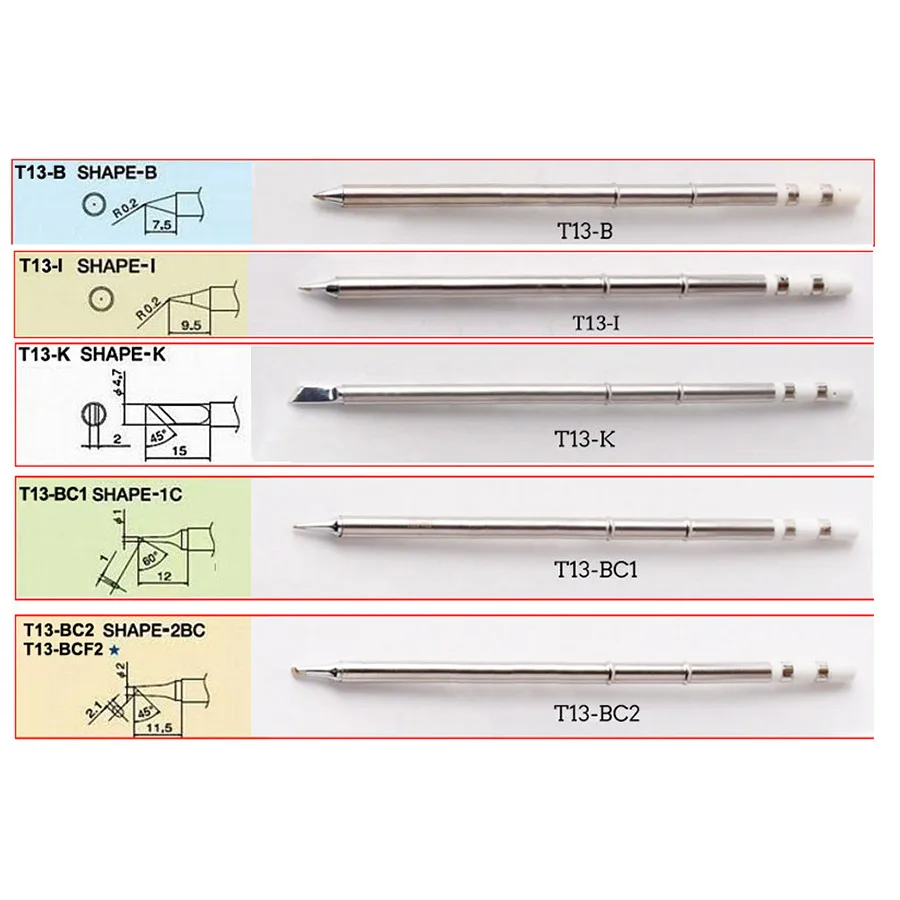 Punte per saldatore serie T13 strumenti di saldatura di riparazione di alta qualità utilizzare d per BAKON 950D stazione di saldatura per