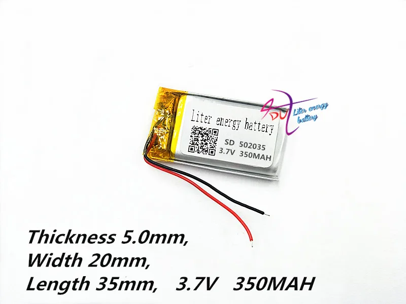 Liter degree of energy 052035 502035 3.7V 350MAH MP3 MP4 MP5 GPS DVD lithium polymer lithium ion rechargeable battery