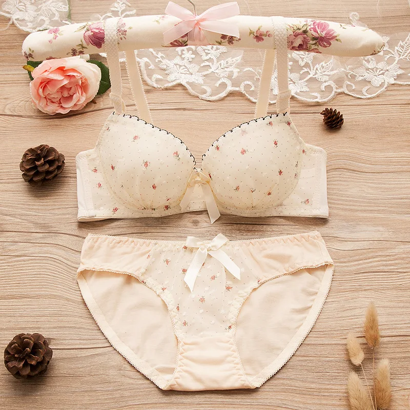 Cute Bow Knot Lace Girl Underwear Bras Suits For Children Teen Kids Young Girls Training Lingerie Students