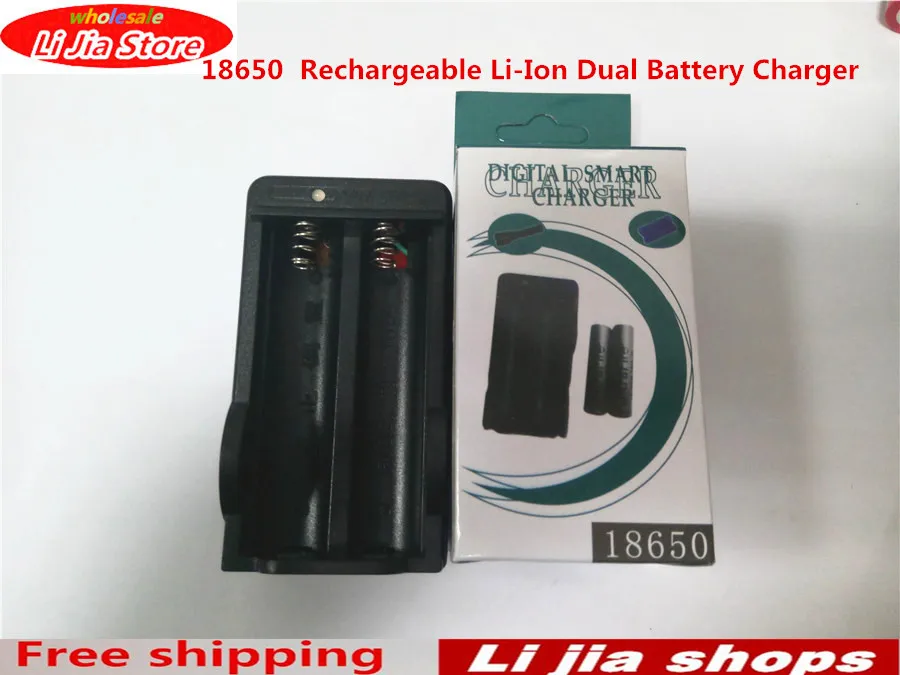 Free shipping 1000pcs EU/US plug 18650 4.2V Rechargeable Li-Ion Dual Battery Charger Power Travel Chargers