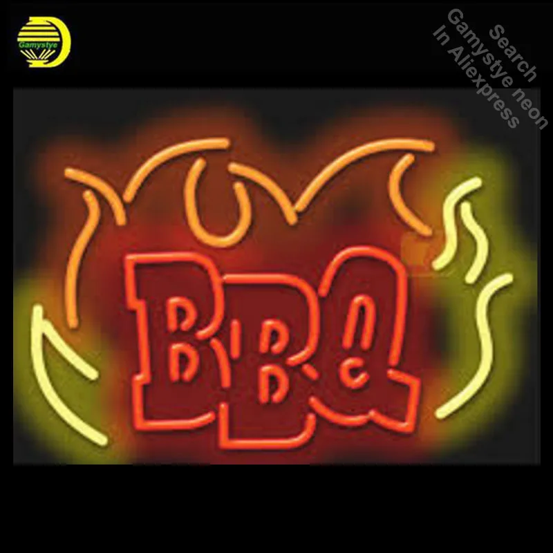 

Neon Sign for BBQ Flame Neon Bulbs sign Hotel Business Shop Display Handmade Real Glass tube neon lights for sale Bar Pub Light