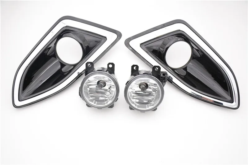 

1Set Clear Lens Fog Light Driving Lamps + Bulbs + Fog Light Bezel Cover Kit For Ford Edge 2015-2017