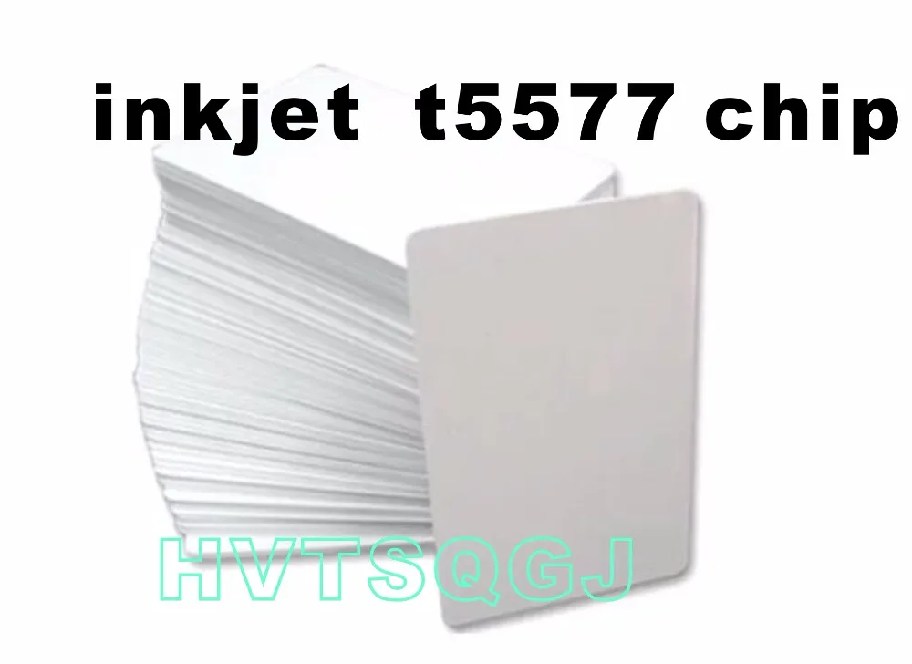 

300pcs Free shipping 125khz T5577 inkjet printing cr80 blank pvc card