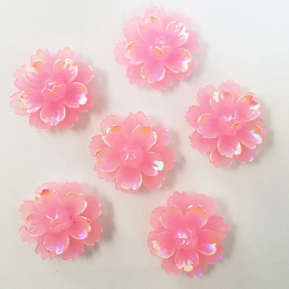 NEW 12PCS 25mm AB Resin Candy Color Flower Stone Flatback Wedding Buttons Crafts K131*2