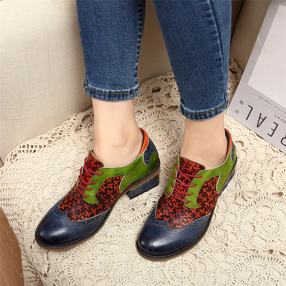 Vintage Women Oxford Shoes Flats Handmade Summer Spring for Woman Shoes Laces Loafers  Mixed Colors Casual Sneakers Flat Shoes