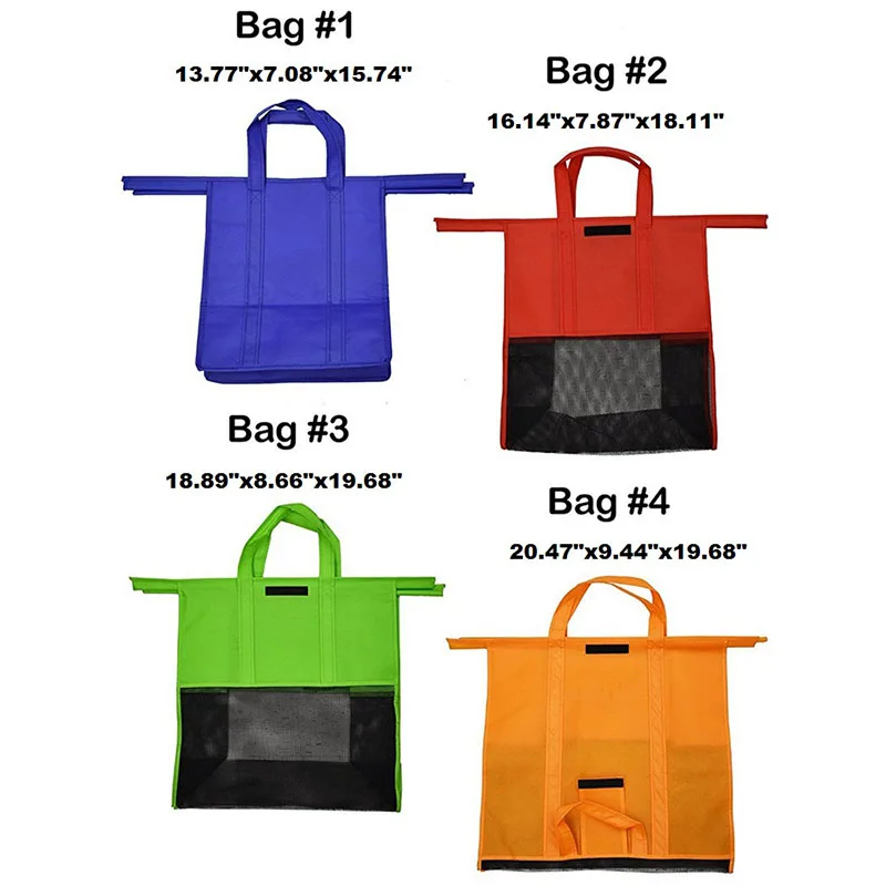 4PCS/Set Shopping Cart Trolley Bags Foldable Reusable Grocery Shopping Bag Eco Supermarket Bag Easy to Use and Heavy Duty Bolsas