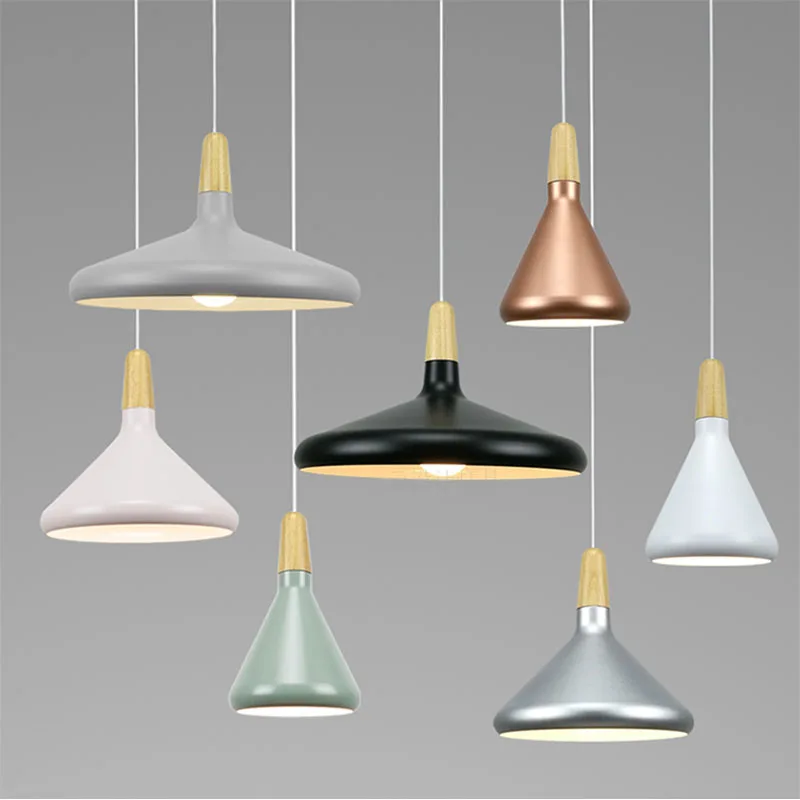 

Nordic modern hanging lights, E27 Aluminum wood Pendant Lights, household dining table Restaurant decorative lighting