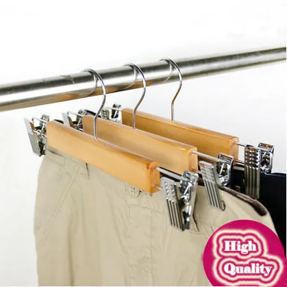 Free Shipping New Fashion Slip-Resistant Solid Wood Pants Hanger Clothes Rack, 27.5 cm long