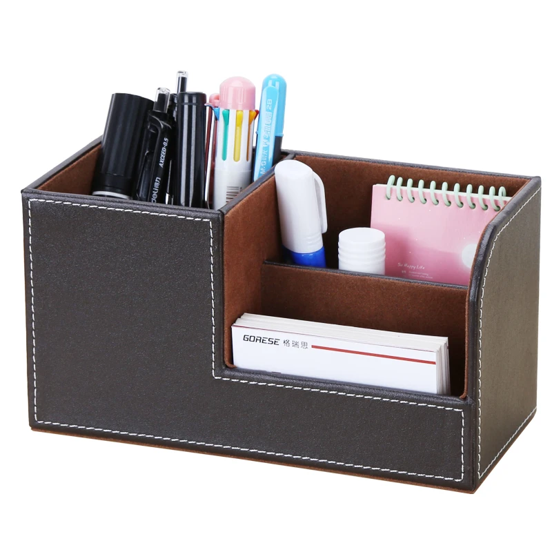

PU Leather Storage Organizer For Remote Tissue Mobile Cosmetics Stationery Desk Office Accessories Holders