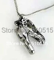 Gothic Dinosaur Skull Necklace Punk Tyrannosaurus T Rex Cranium Moveable Pendant Goth Jewelry