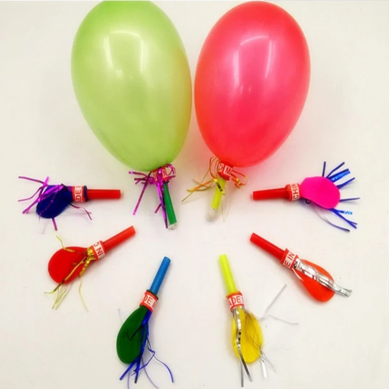 100pcs Mixed Color Whistle Balloon birthday party Kids toys Decorations inverted toys children clown props Gold wire Gold wire