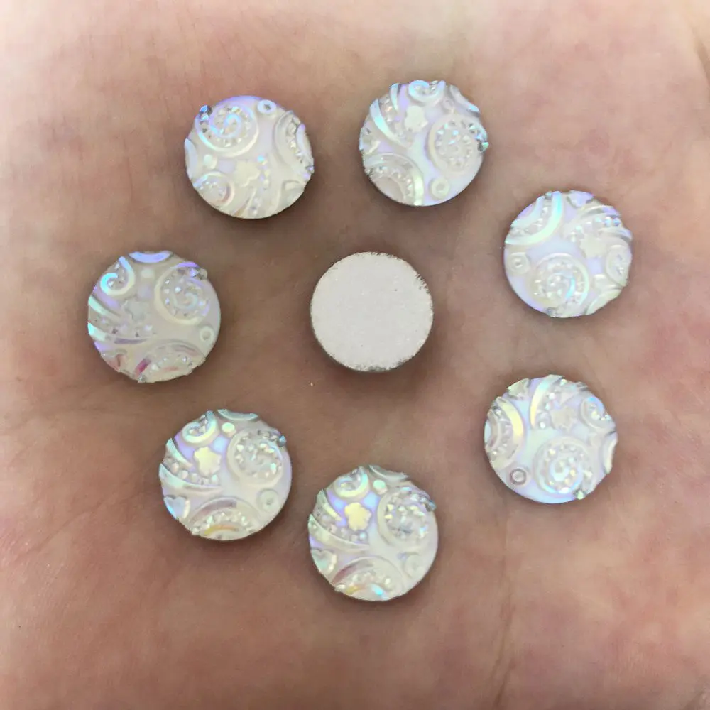 40pcs AB Resin 12mm Round Fun Combination Flatback Rhinestone Wedding Button DIY R62