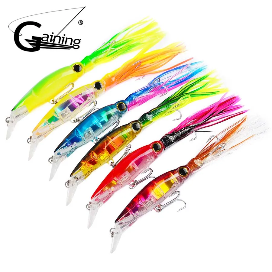 

Squid Skirts Hard Fishing Lures, Lifelike Swimbait, Octopus Bait, 2 Treble Hooks, 23cm, 44G, 6 Colors Available