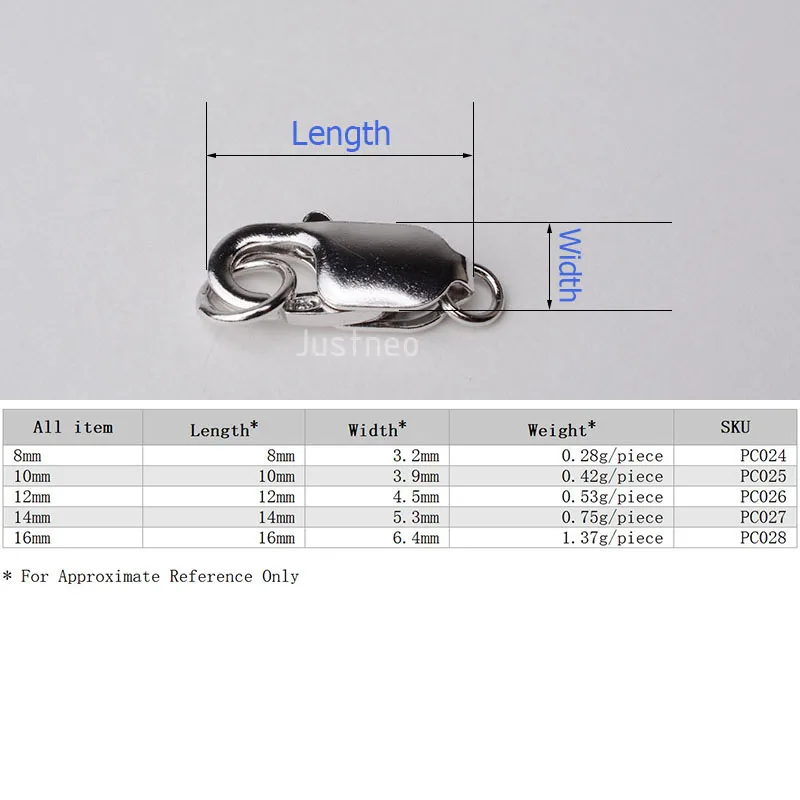 Solid 925 Sterling Silver Lobster Claw Trigger Clasp with Closed Jump Rings for Necklace/bracelet Jewelry, Rhodium plated, 1 pc