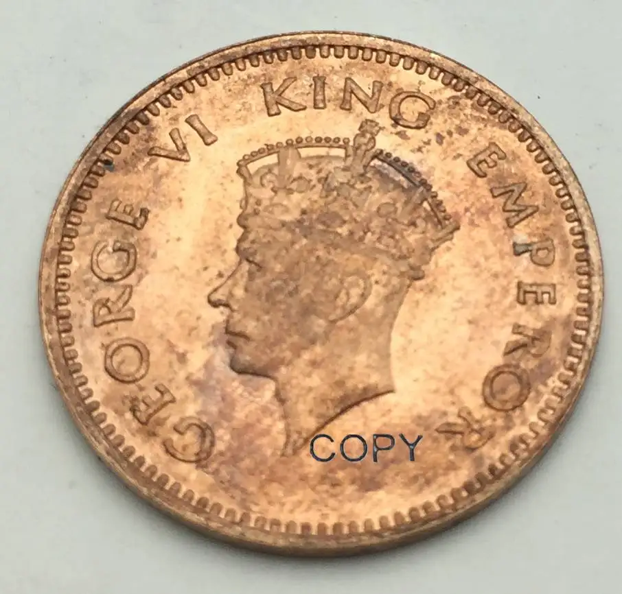 New Products East India George VI King Emperor 1938 1/2 Pice Red Copper Copy Coin Can Accept Custom