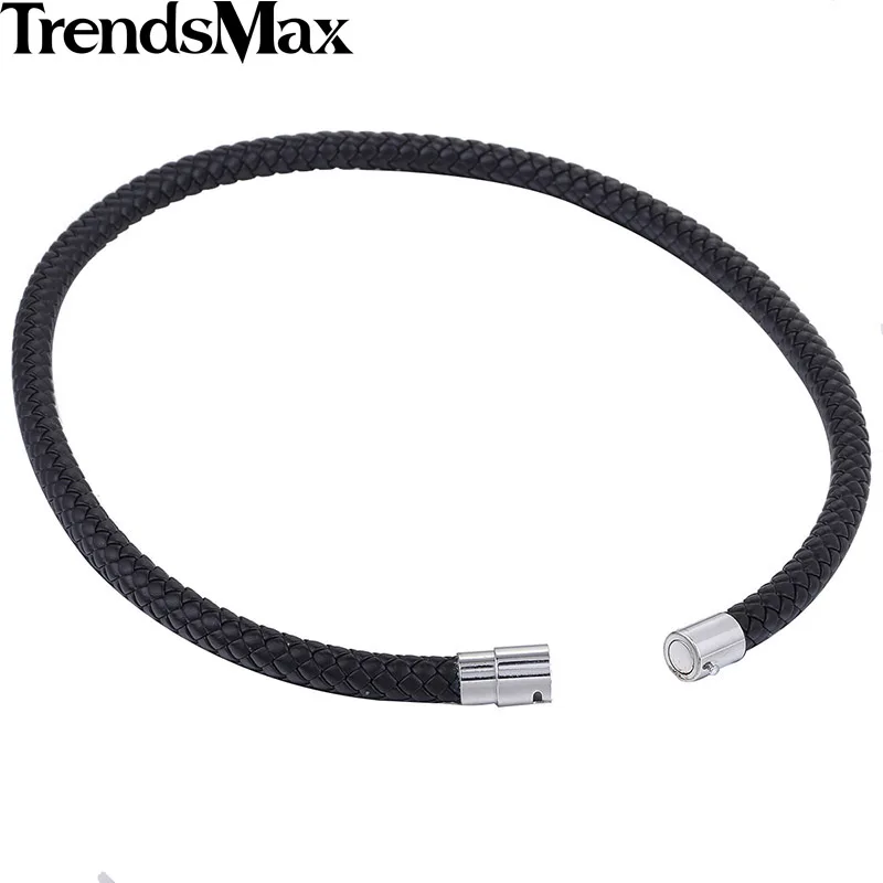 Classic Men\'s Women\'s Leather Choker Necklace Black Brown Braided Rope Chain Stainless Steel Clasp Wholesale Jewelry UNM09