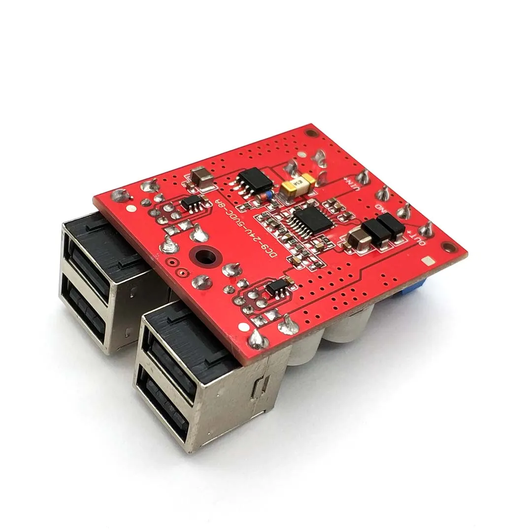 DC-DC Vehicle Charging Board 8V-35V 5V 8A Power Supply Depressurization Module 4 Port USB Output Mobile Charger