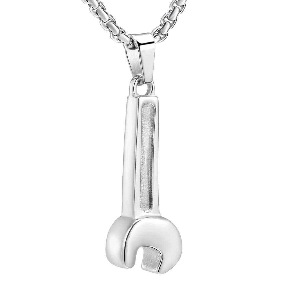 

JJ001 WRENCH Cremation Necklace ,Engravable 316L Stainless Steel Memorial Urn Jewelry Ashes Holder Keepsake Pendant