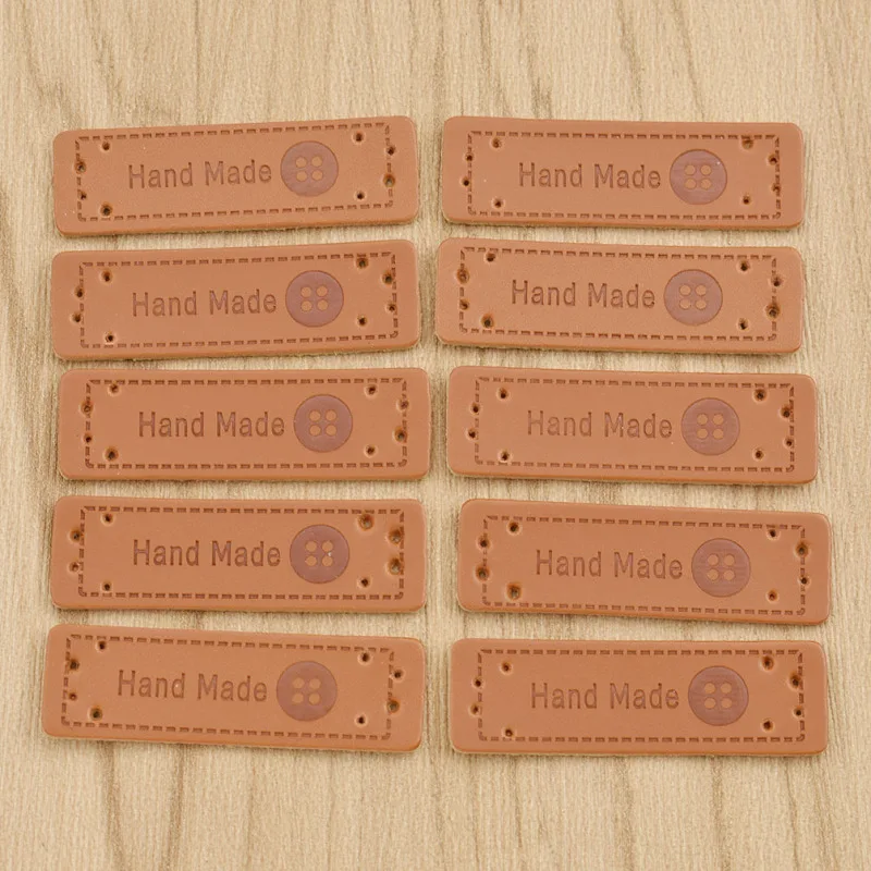 50pcs PU Leather Sewing Labels For DIY Handmade Garment Accessories Quilting Bags Decoration Leather Tags