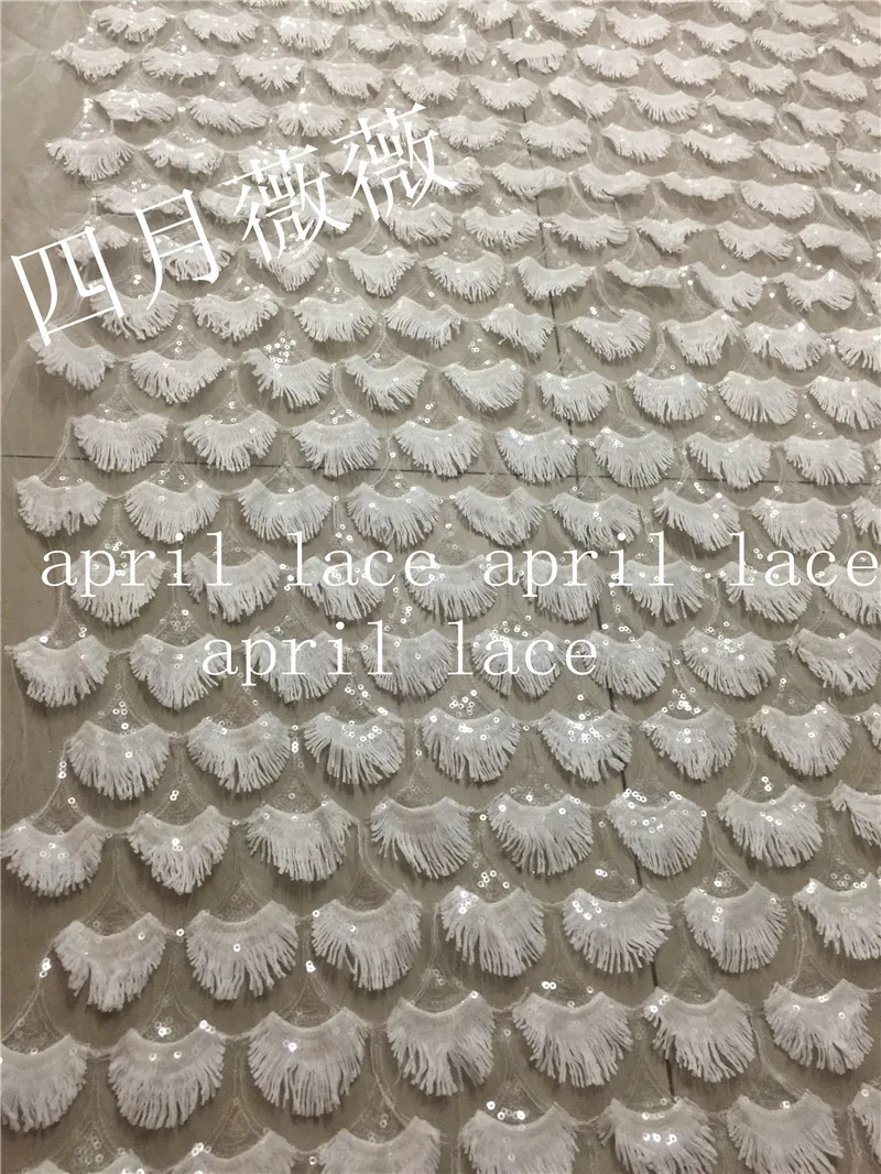 10 yards /lot A1394 offwhite ivory sequin  mesh new design embroidery  lace fabric for wedding dress