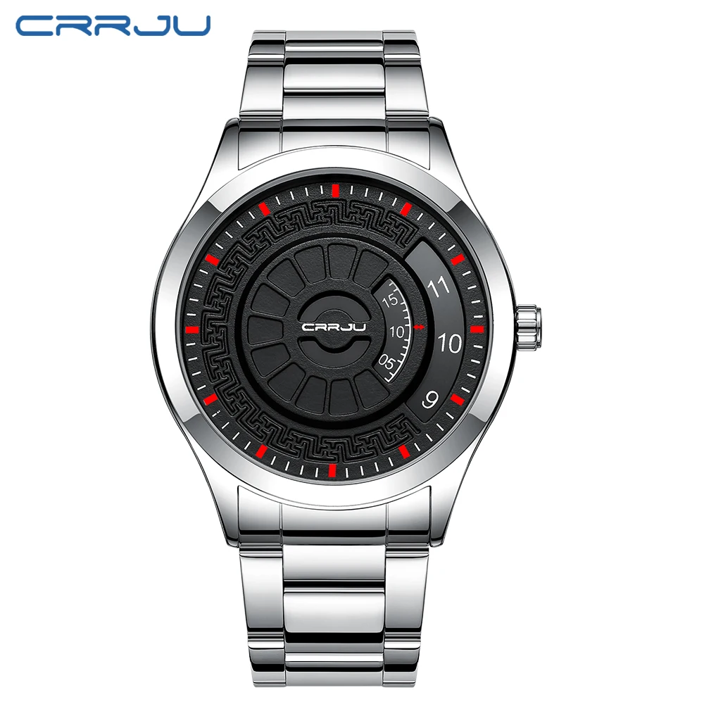 CRRJU Fashion Men Watch Top Luxury Brand Unique Style Watch Men Quartz Watch Waterproof Big Dial Sports Watches Retro Relogio