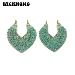 2021 New Fashion 43mm 4pieces/bag Zinc Alloy Green Heart Porous Connector Linker for DIY Necklace Earring Jewelry Accessories