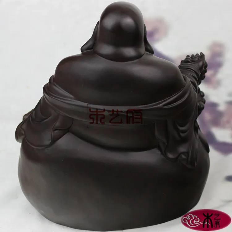 Wooden carvings ebony [government] laughing Maitreya Buddha carvings Fozuo business gifts feng shui ornaments