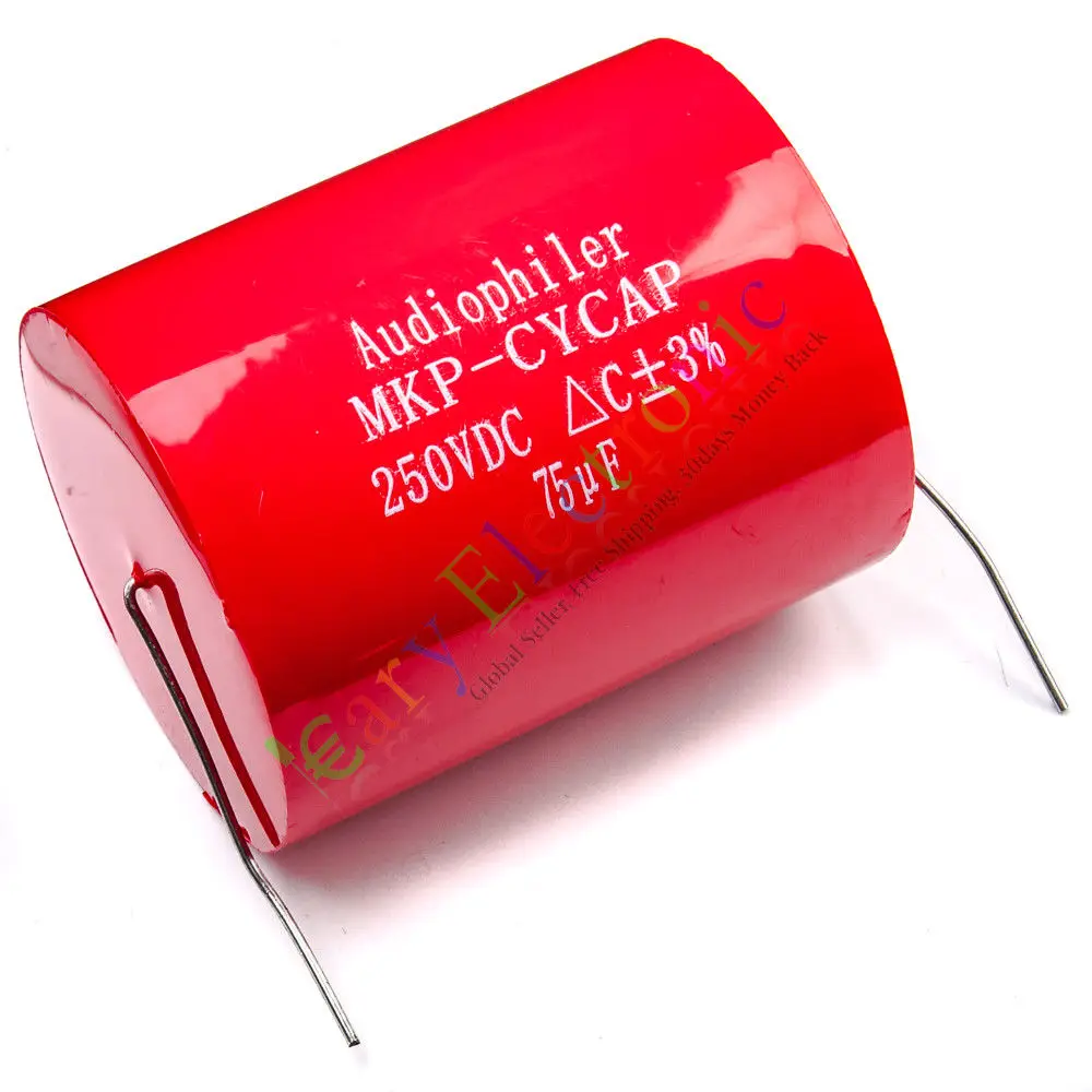 Wholesale and retail 20pc MKP 250V 75uf long copper leads Axial Electrolytic Capacitor audio amp part free shipping