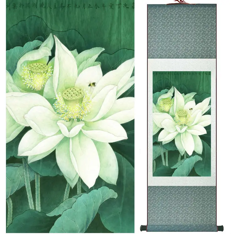 Lotus  painting Water lily painting   Chinese wash painting home decoration painting Chinese traditional art panting  No.32407