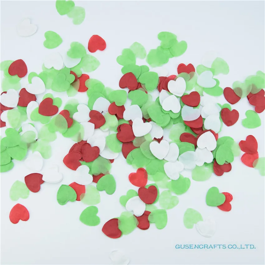 1500pcs Heart  Paper Confetti Party Christmas Table Decoration birthday party Decorative Supplies white deep green red