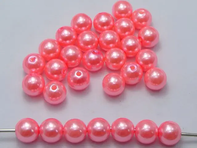 100 Pcs 10mm Plastic Faux Pearl Round Beads Pink Imitation Pearl